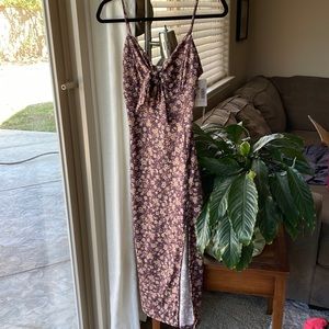 Muted deep Plum strap midi dress